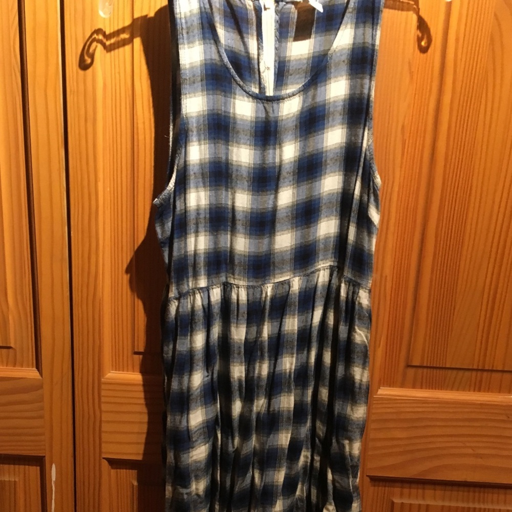 Blue plaid babydoll dress